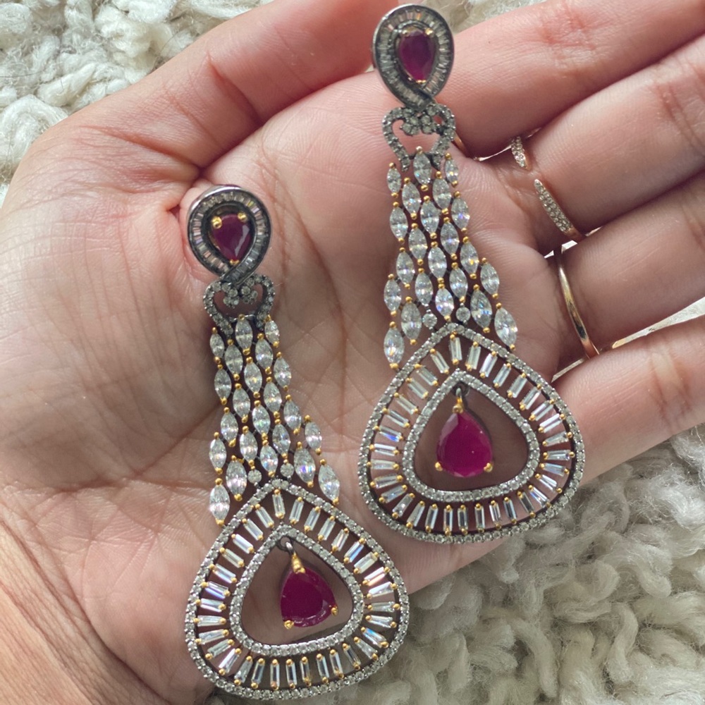 White and pink earring